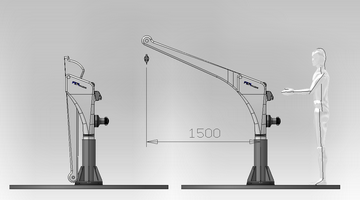 FEM Folding 1500 in fibra di carbonio; braccio 1500 mm; SWL 500 Kg