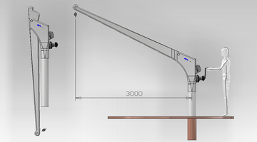 FEM Folding 2000 in fibra di carbonio; braccio 2000 mm; SWL 500 Kg