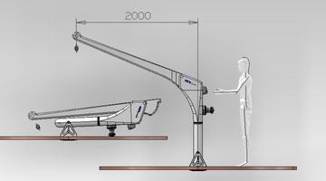 FEM Folding 2000 in fibra di carbonio; braccio 2000 mm; SWL 500 Kg