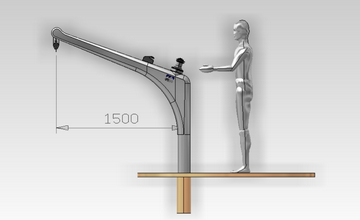 Carbon davit model Classic 1500, reach 1500; SWL 500 Kg 