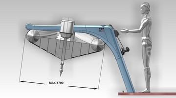 Carbon davit model FEM Classic 1500 with base to install on the deck; reach 1500; SWL 500 Kg