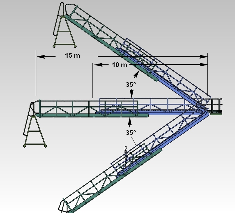 Telescopic and rotating gangway in aluminium model 15m